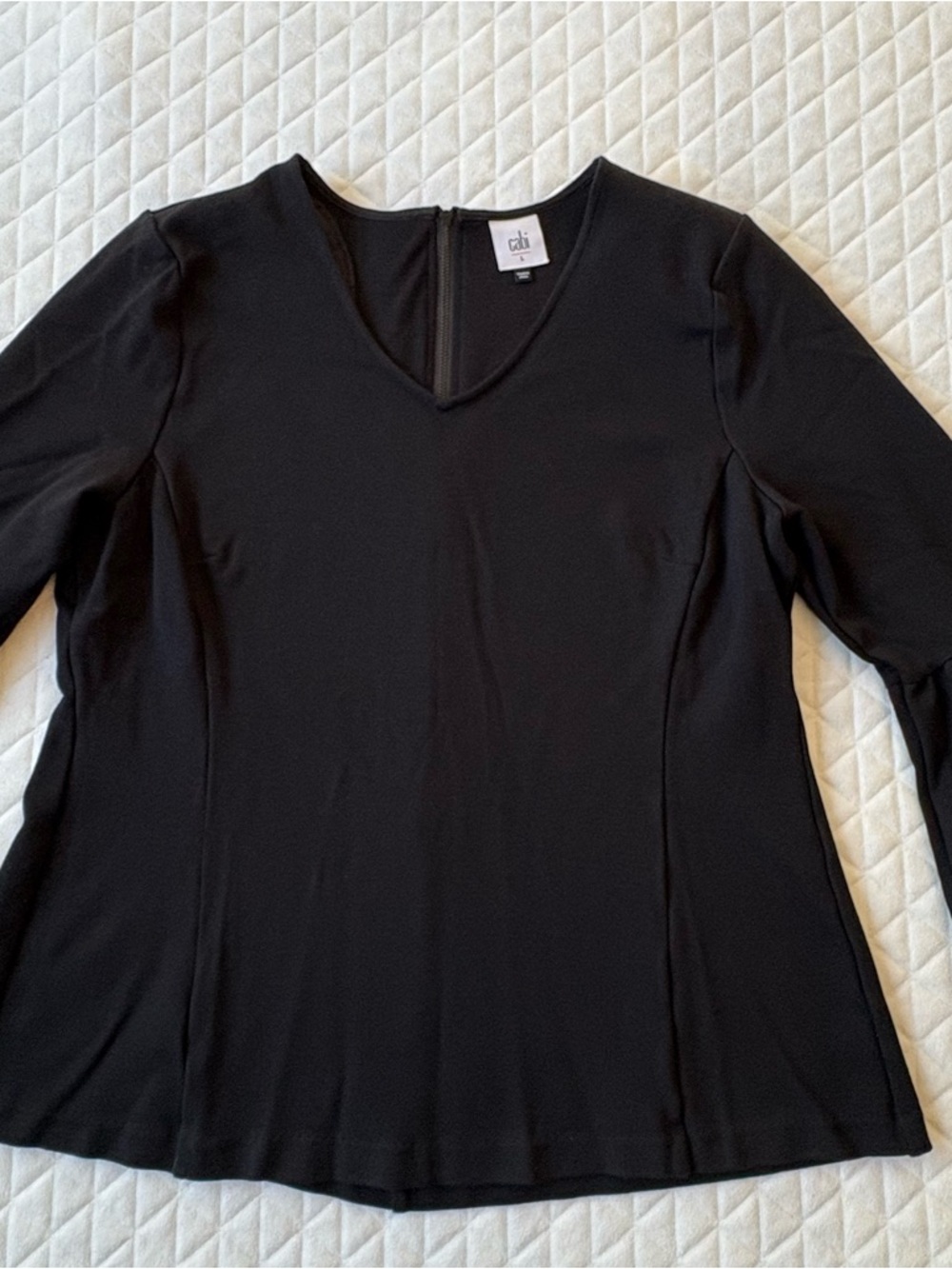 Cabi Boho Top Its A Party Ponte Long Flare Bell Sleeve Blouse Black Size Large - Picture 4 of 15